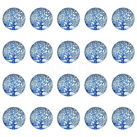 Half Round/Dome Tree Pattern Glass Flatback Cabochons for DIY Projects GGLA-YW0001-14L-1