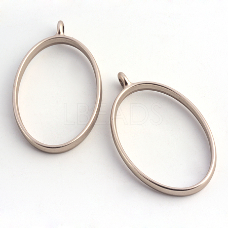 Matte Style Rack Plating Alloy Oval Open Back Bezel Pendants PALLOY-S047-26A-FF-1