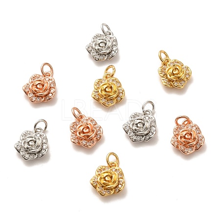 Brass Micro Pave Clear Cubic Zirconia Pendants ZIRC-P086-22-1