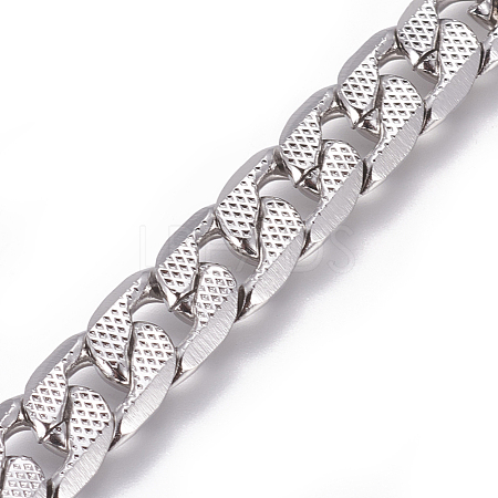 Tarnish Resistant 304 Stainless Steel Cuban Link Chains CHS-L020-042P-1
