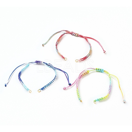 Adjustable Segment Dyed Polyester Thread Braided Beaded Bracelet Making AJEW-JB00790-1