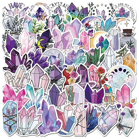 50Pcs PVC Self-Adhesive Crystal Cluster Stickers STIC-PW0022-01-1