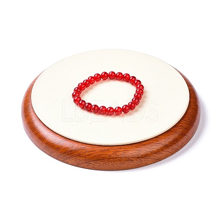 Flat Round Wood Pesentation Jewelry Bracelets Display Tray ODIS-P008-15C-01-1