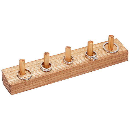Rectangle Wood Finger Ring Display Holder RDIS-WH0018-05-1