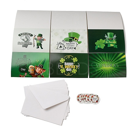 Saint Patrick's Day Rectangle Paper Greeting Card AJEW-D060-01B-1