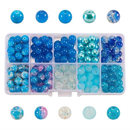 200Pcs 10 Styles DIY Glass Round Beads Sets DIY-CJ0001-96-1