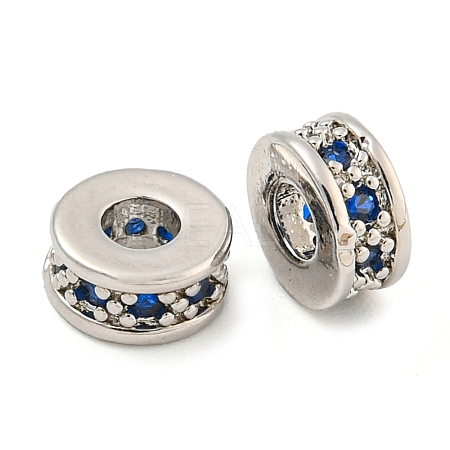 Rack Plating Brass Micro Pave Cubic Zirconia Spacer Beads KK-F089-39B-P06-1