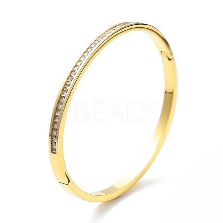 Ion Plating(IP) 304 Stainless Steel Hinged Bangle with Rhinestone BJEW-M309-03G-1