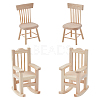 4Pcs 2 Style Natural Pine Wood Home Decorations DJEW-PH0001-09-1
