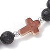 Natural Lava Rock & Synthetic Turquoise Beads Stretch Bracelets for Men Women BJEW-JB12226-02-4