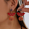 Halloween Alloy Enamel & Rhinestone Stud Dangle Earrings WG184D3-03-1