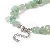Natural Green Aventurine Chip Beaded Necklaces with 304 Stainless Steel Lobster Claw Clasp & Chain Extender NJEW-JN04225-04-3