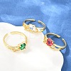 Mother's Day Brass Pave Cubic Zirconia Cuff Open Rings CU-CBACDF6-06G-1