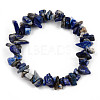 Unisex Chip Natural Lapis Lazuli Beaded Stretch Bracelets BJEW-S143-07-2