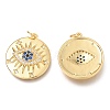 Brass Micro Pave Clear & Blue Cubic Zirconia Pendants ZIRC-O036-42G-2