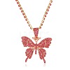 Alloy Full Rose Rhinestone Butterfly Pendant Necklaces for Women WG65335-03-2