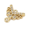 Brass Clear Cubic Zirconia V Shaped Connector Charms KK-I719-04G-2