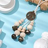 Iron Bell & Wood Beads Pendant Decorations HJEW-JM02505-02-2