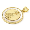 Rack Plating Brass Pave Shell Flat Round Pendants KK-Z063-11G-02-2