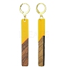 Two Tone Resin & Walnut Wood Rectangle Dangle Leverback Earrings EJEW-JE05503-2