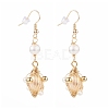 Wire Wrapped Natural Pearl Dangle Earrings EJEW-JE04505-1