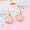 Wire Wrapped Natural Rose Quartz Dangle Earrings EJEW-JE04496-3