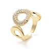 Brass Micro Pave Clear Cubic Zirconia Open Cuff Ring for Women RJEW-Z055-04G-02-1