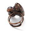 Horse Eye & Round Natural Amethyst & Labradorite Adjustable Rings RJEW-A041-05R-4