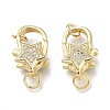 Brass Micro Pave Clear Cubic Zirconia Lobster Claw Clasps X-ZIRC-Q024-16G-2