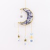 Copper Wire Wrapped Natural Lapis Lazuli Chips Moon Suncatcher HJEW-H065-02G-01-1