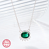 Green Cubic Zirconia Oval Pendant Necklaces FU4780-2-1