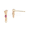 Brass Micro Pave Cubic Zirconia Stud Earring Findings KK-T062-247G-03-3