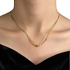 201 Stainless Steel Double Layer Necklace with Round Ball Beaded for Women NJEW-D055-01G-2