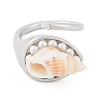 Shell Open Cuff Ring for Women RJEW-Z047-01P-04-3