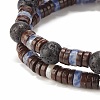 2Pcs 2 Style Natural Coconut & Blue Spot Jasper & Lava Rock Beaded Stretch Bracelets Set BJEW-JB07944-5