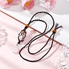Natural Quartz Crystal Macrame Pouch Pendant Nylon Cord Adjustable Necklaces NJEW-JN05345-01-1