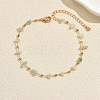 Beach Natural Green Aventurine Chip Beads Brass Anklets for Women GS4287-3-1