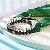 2Pcs 2 Style Cubic Zirconia Braided Bead Bracelet BJEW-JB08050-02-2