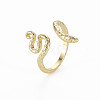 Snake Shape Rack Plating Alloy Cuff Rings RJEW-Q163-022A-RS-3