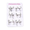 6Pairs Crystal Rhinestone Cross Dangle Hoop Earrings with 304 Stainless Steel Pin for Women EJEW-F280-04P-3