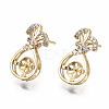 Brass Micro Pave Clear Cubic Zirconia Stud Earring Findings KK-T056-131G-NF-3