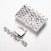 Brass Cubic Zirconia Box Clasps ZIRC-O020-09P-NR-2