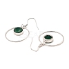 Natural Dyed & Heated Green Onyx Agate Flat Round Dangle Earrings EJEW-Z024-11A-P-2