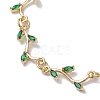 Brass Pave Green Cubic Zirconia Branch Links Bracelets for Women BJEW-JB10261-3