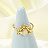 Flower 304 Stainless Steel Enamel Open Cuff Rings for Women RJEW-G338-15G-01-2