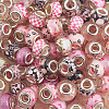 100Pcs Printed Transparent Resin European Beads RESI-PA0001-18B-7