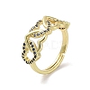 Real 18K Gold Plated Brass Micro Pave Cubic Zirconia Adjustable Rings RJEW-M170-04G-02-1