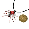 Braided Glass Seed Bead Spider Pendant Necklaces NJEW-MZ00036-5