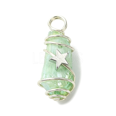 2Pcs Electroplated Natural Quartz Crystal Dyed Copper Wire Wrapped Pendants PALLOY-JF03172-02-1