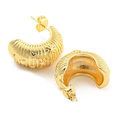 Rack Plating Brass Moon & Star Stud Earrings EJEW-A028-24G-1